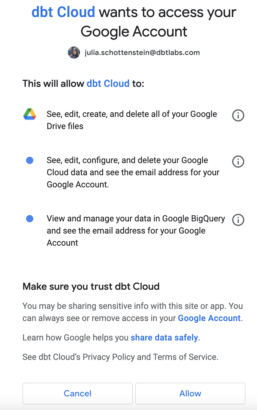 BigQuery access request BigQuery access request